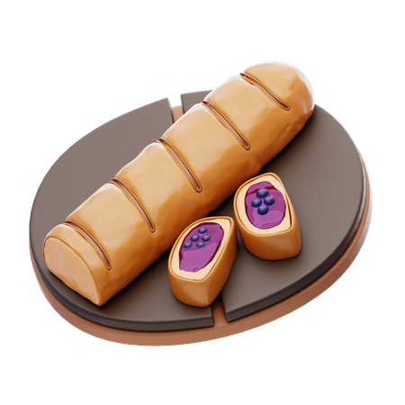 Baguette with Jam  3D Icon