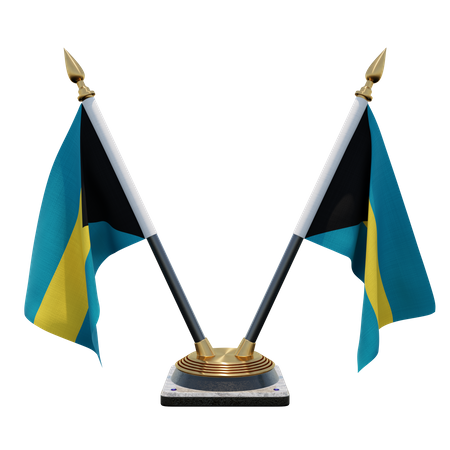Bahamas Double (V) Desk Flag Stand  3D Icon