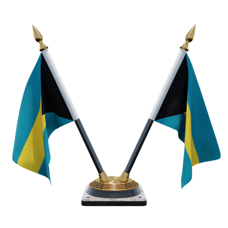 Doppelter Tischflaggenständer Bahamas  3D Flag