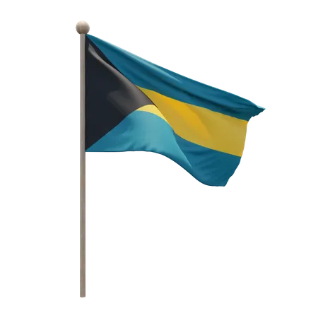 Bahamas Flag Pole  3D Flag