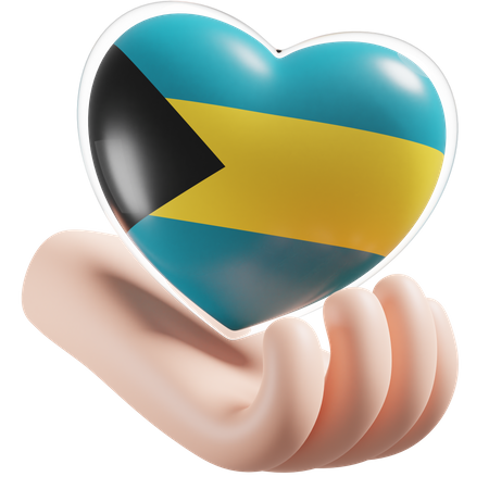 Bahamas Flagge Herz Handpflege  3D Icon