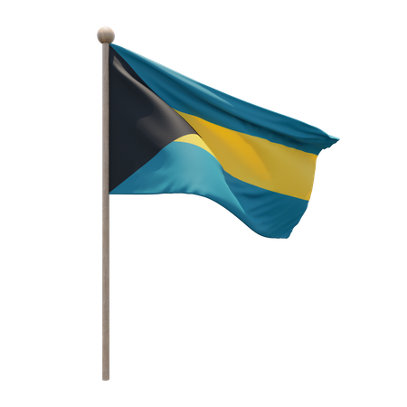 Bahamas Flagpole  3D Flag