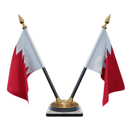Bahrain Double Desk Flag Stand  3D Icon