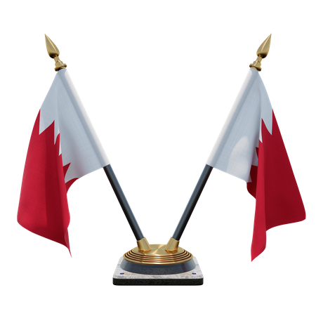 Bahrain Double Desk Flag Stand 3D Illustration