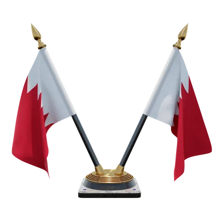 Bahrain Double Desk Flag Stand  3D Illustration