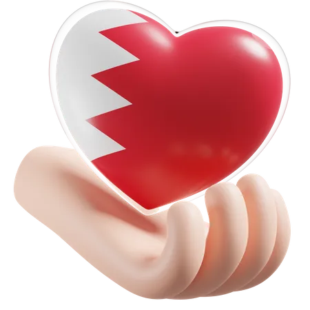 Bahrain Flagge Herz Handpflege  3D Icon