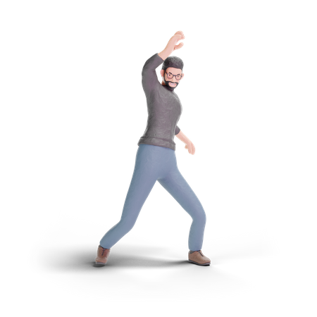 Hombre hipster bailando  3D Illustration