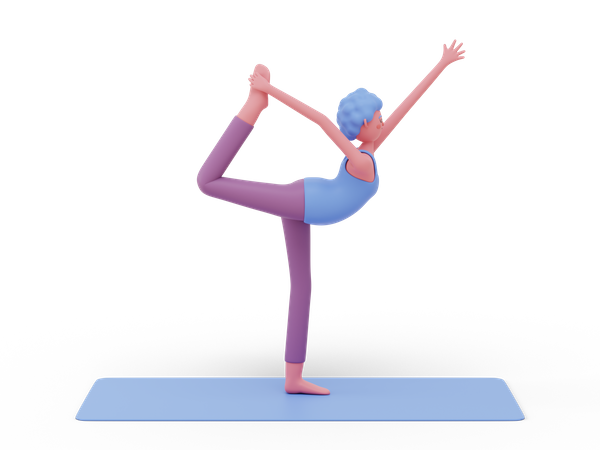 Postura de yoga bailarina  3D Illustration