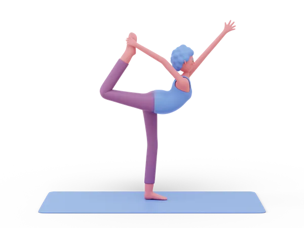 Postura de yoga bailarina  3D Illustration