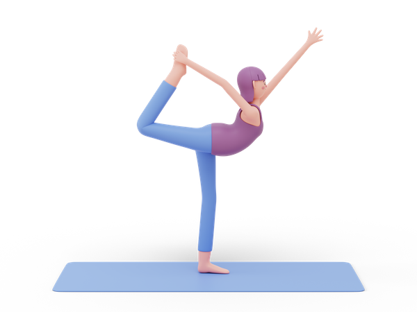 Postura de yoga bailarina  3D Illustration