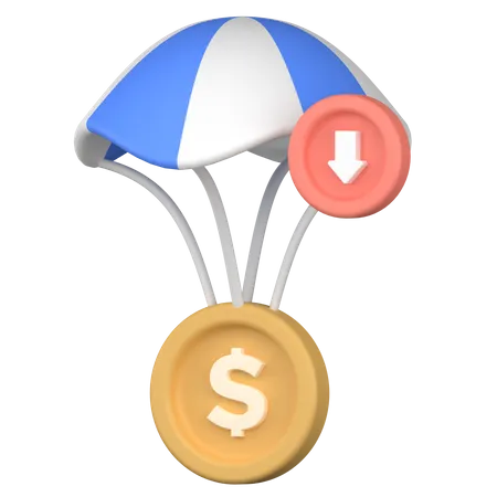 Chute de la valeur en dollars  3D Icon