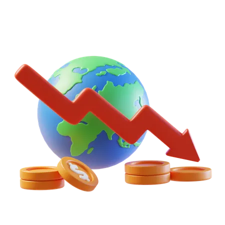 Baisse des revenus de l’économie mondiale  3D Icon