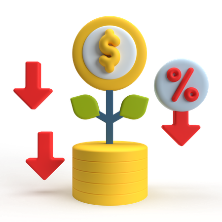 Taux d'intérêt en baisse  3D Icon