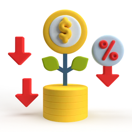 Taux d'intérêt en baisse  3D Icon