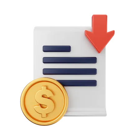 Baixar documento financeiro  3D Icon