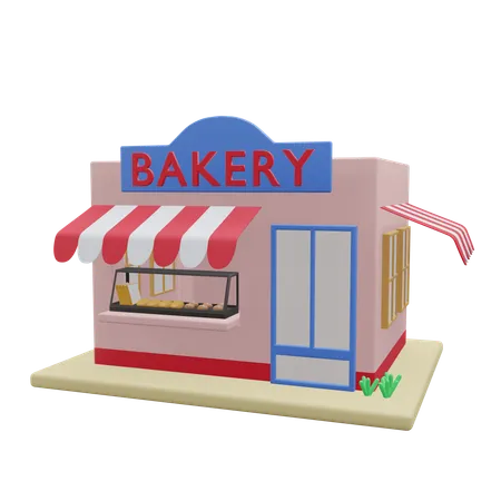 Bakery 3 D Building Illustration With Transparent 3D Icon