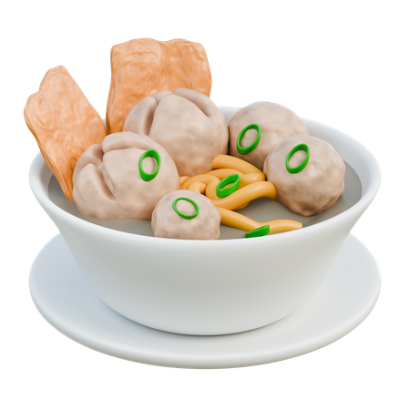 Albóndigas de comida tradicional indonesia  3D Icon