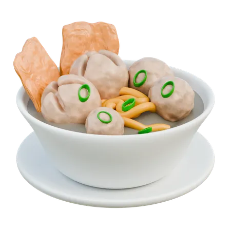 Albóndigas de comida tradicional indonesia  3D Icon