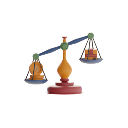 Balança com moeda e caixa  3D Icon