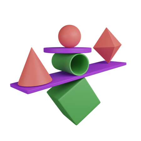 Balance of geometric shapes  3D Icon