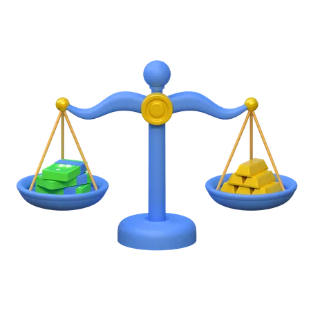 Equilibrio Del Precio Del Oro Con El Icono De Finanzas En Dolares Ilustracion 3 D 3D Icon