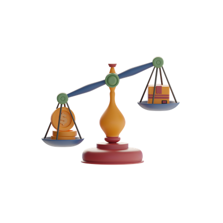 Balance Scale With Coin And Box  3D Icon