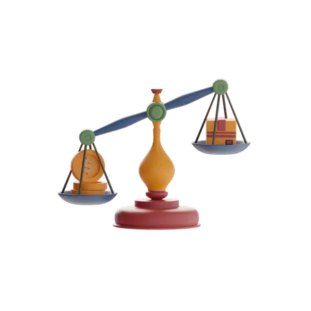 Balance Scale With Coin And Box  3D Icon