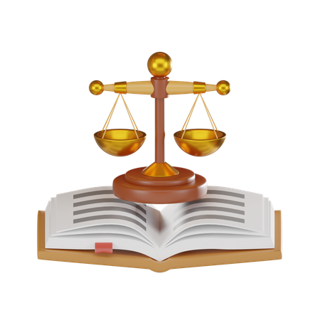 Balance scale with law book  3D Icon