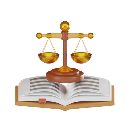 Balance scale with law book  3D Icon