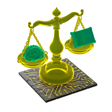 Balances représentant la justice algorithmique avec l'IA  3D Icon