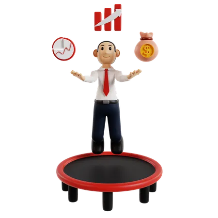Balancing Finances Businessman Figurine  3D Illustration