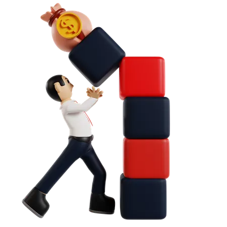 Balancing Finances Businessman Figurine  3D Illustration