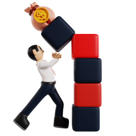 Balancing Finances Businessman Figurine  3D Illustration