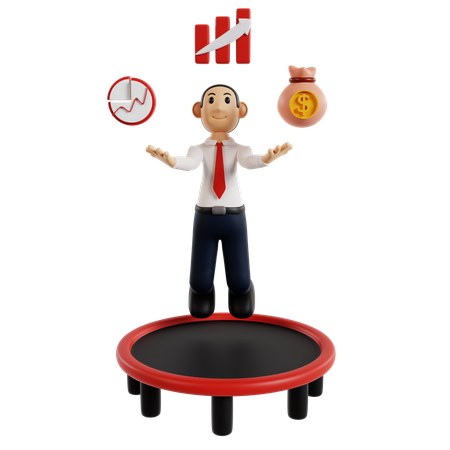 Balancing Finances Businessman Figurine  3D Illustration