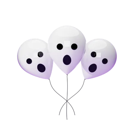 Balão com cara de fantasma  3D Icon