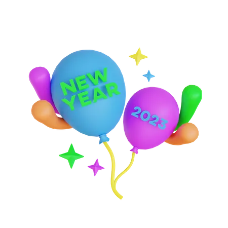 Balão de ano novo  3D Icon