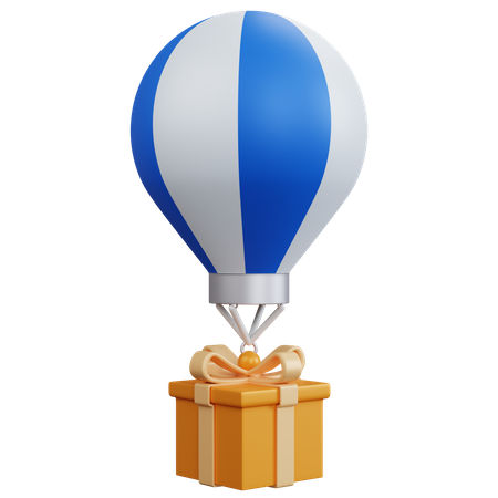 Balão de ar com caixa de presente  3D Icon