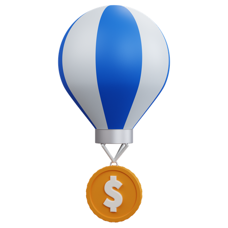 Balão de ar com dólar de moeda  3D Icon