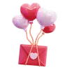 balão de coração com carta de amor