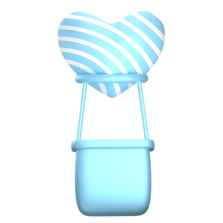 Amor de balão de listra azul  3D Illustration