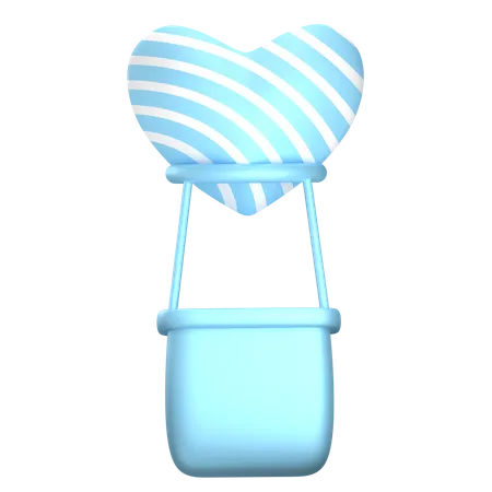 Amor de balão de listra azul  3D Illustration