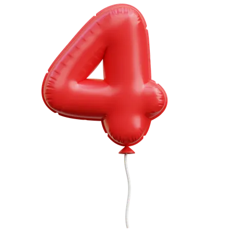 Balão número 4  3D Icon