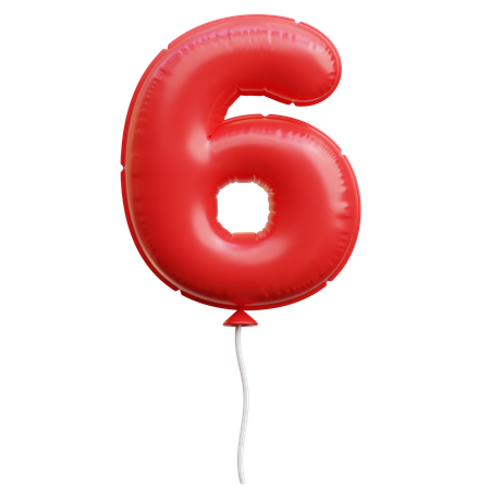 Balão número 6  3D Icon