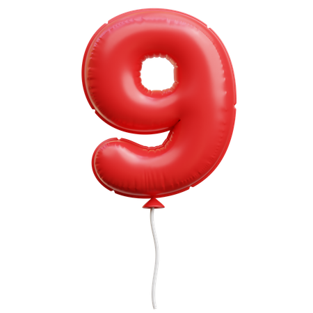 Balão número 9  3D Icon