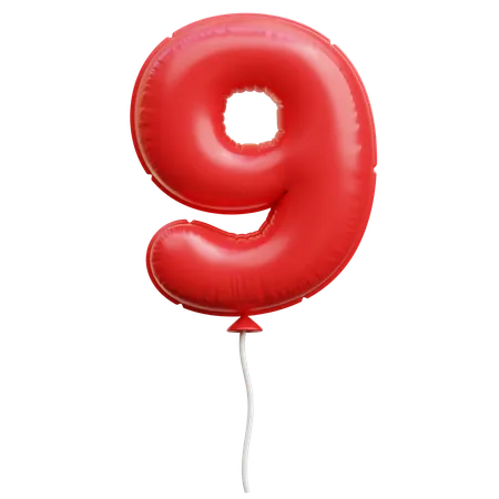 Balão número 9  3D Icon