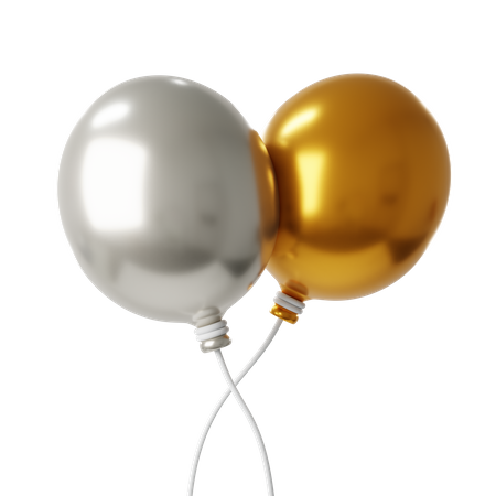 Balão dourado e prateado  3D Icon