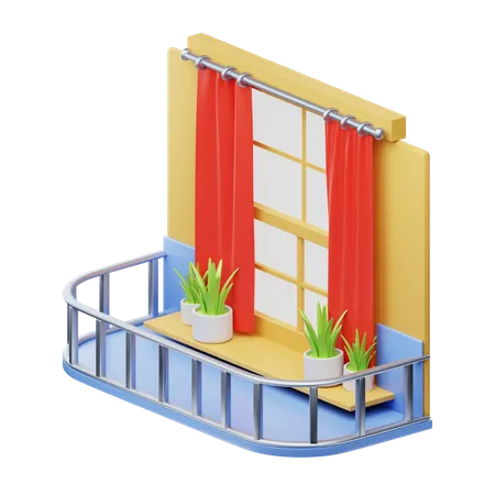 3 D Architecture Icons Illustration Balcony 3D Icon