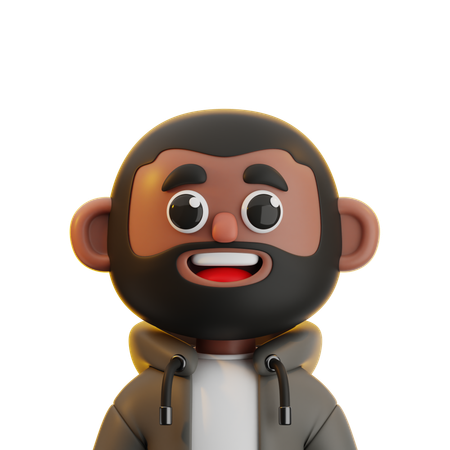 Bald African Man With Beard  3D Icon