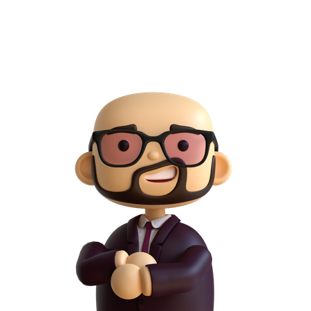 Bald Beard Businessman  3D Icon