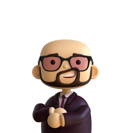 Bald Beard Businessman  3D Icon